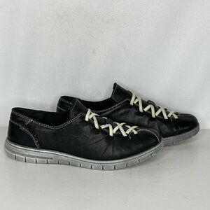 Spring Step Carhopper Sneaker Leather Elastic Laces Black Comfort Sz 41